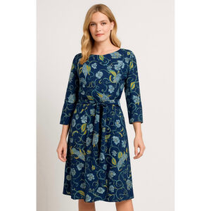 Women's Lilly‎ Pulitzer Blue Yellow Floral Long Sleeve Dress Lg Artsy Whimsical